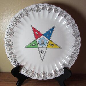 eastern stars vintage masonic plate warranted 23k gold (W5117)